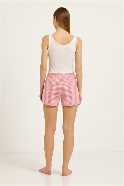 Desenli V Yaka Şortlu Pijama Takımı