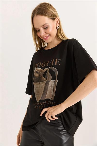 Doguie Baskılı Oversize Tshirt
