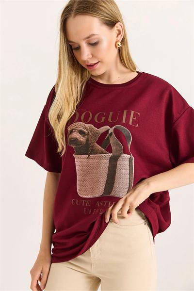 Doguie Baskılı Oversize Tshirt