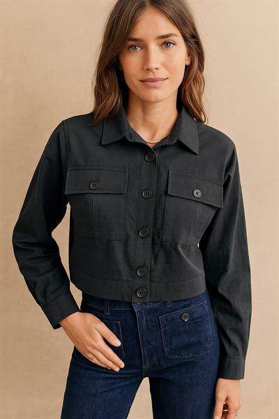 Düğmeli Crop Gömlek