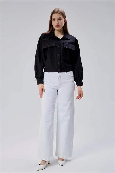 Düğmeli Crop Gömlek