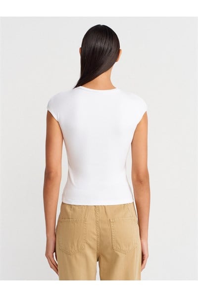 Düğmeli Kaşkorse Crop Bluz
