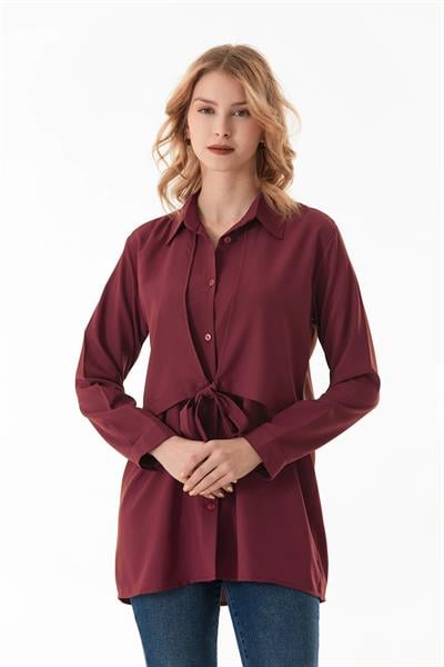 Düğmeli Önü Bağlamalı Gömlek