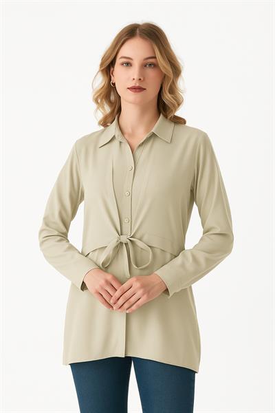 Düğmeli Önü Bağlamalı Gömlek