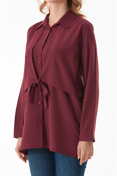 Düğmeli Önü Bağlamalı Gömlek