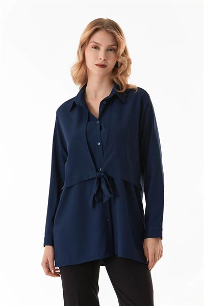 Düğmeli Önü Bağlamalı Gömlek
