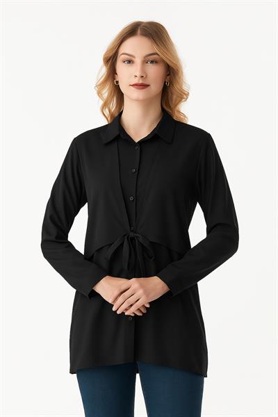 Düğmeli Önü Bağlamalı Gömlek