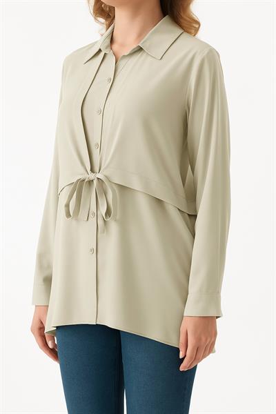 Düğmeli Önü Bağlamalı Gömlek