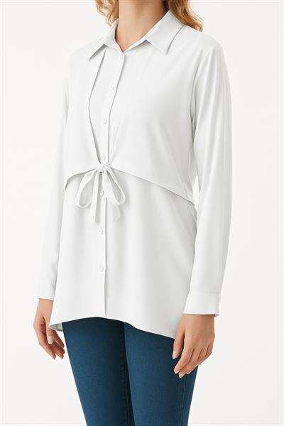 Düğmeli Önü Bağlamalı Gömlek