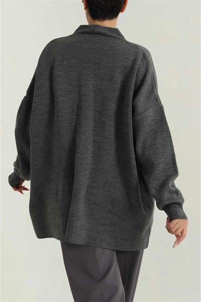 Düğmeli Oversize Triko Hırka