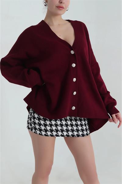 Düğmeli Oversize Triko Hırka