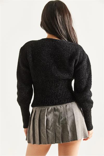 Düğmeli Sakallı Simli Hırka