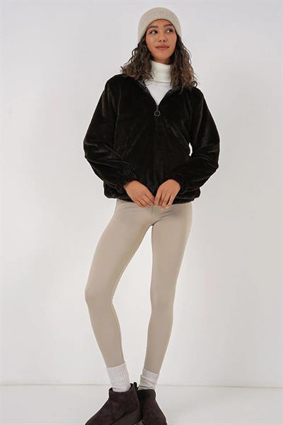 Fermuarlı Peluş Mont