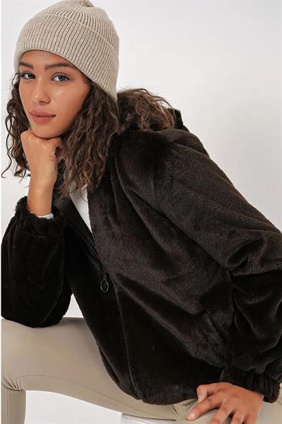 Fermuarlı Peluş Mont