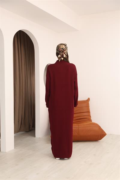 Fitilli Dik Yaka Triko Elbise