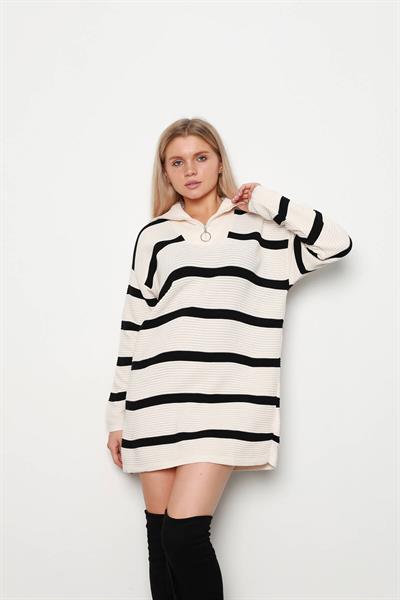Fitilli Kamyoncu Yaka Çizgili Tunik