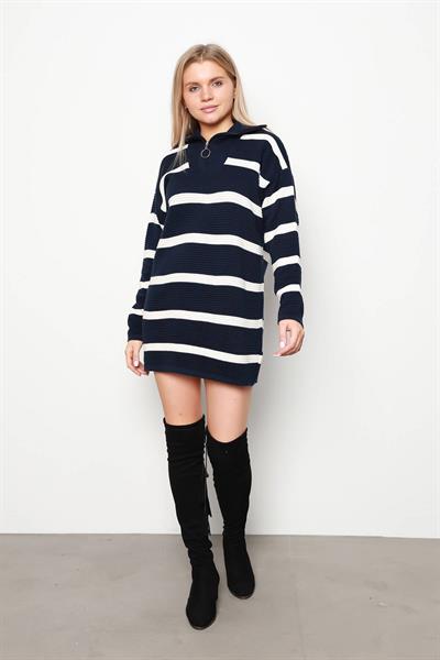 Fitilli Kamyoncu Yaka Çizgili Tunik