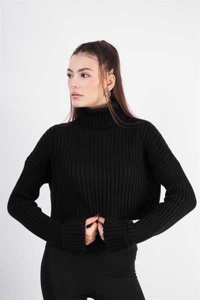 Fitilli Kolu Katlamalı Boğazlı Kazak
