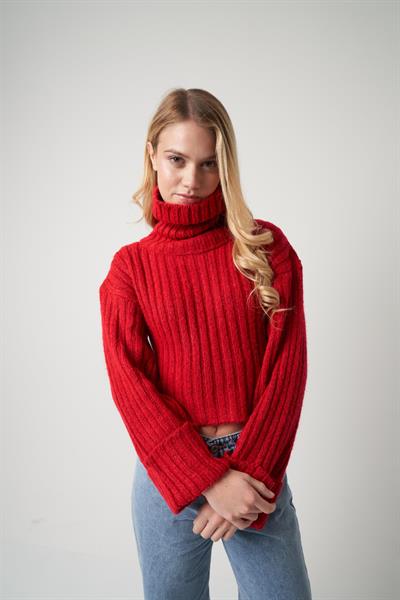 Fitilli Kolu Katlamalı Boğazlı Kazak