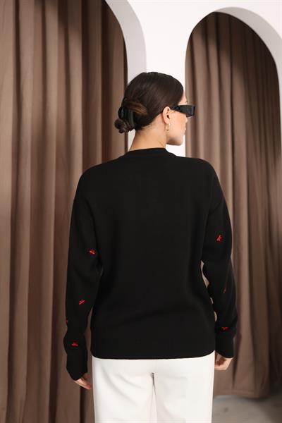 Fiyonk İşlemeli Bisiklet Yaka Hırka