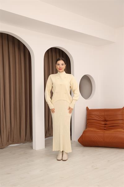 Fiyonk Taşlı Bluz Jile Elbise Takım