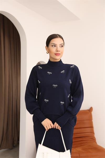 Fiyonk Taşlı Bluz Jile Elbise Takım