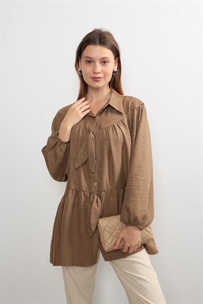 Fiyonklu Balon Kol Gömlek