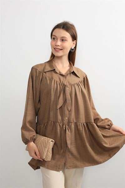 Fiyonklu Balon Kol Gömlek