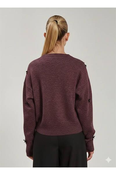 Fiyonklu Düğmeli Triko Hırka