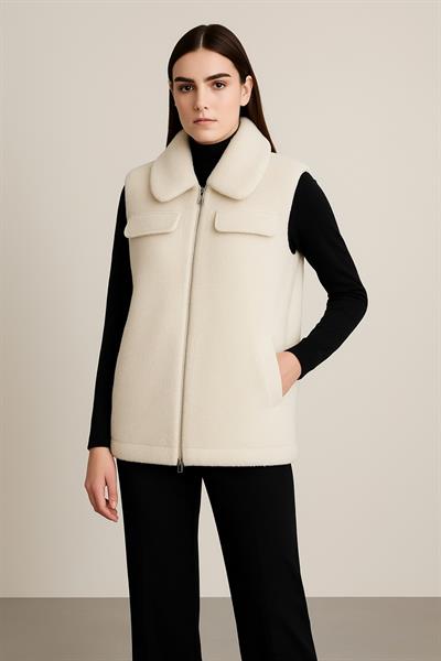 Fox Yaka Kürklü Uzun Yelek