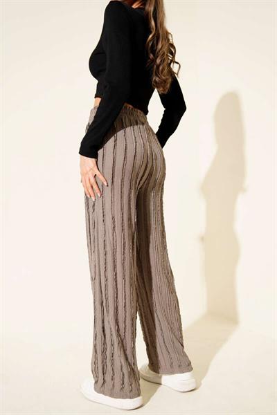 Geniş Paça Pileli Belden Bağlamalı Pantolon