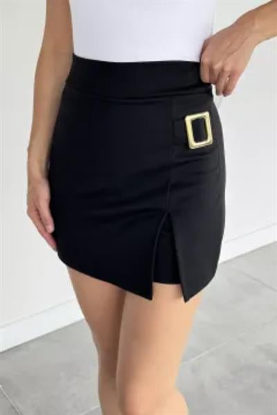 Gold Toka Detaylı Mini Şort Etek