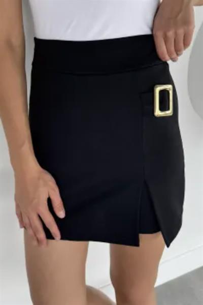 Gold Toka Detaylı Mini Şort Etek