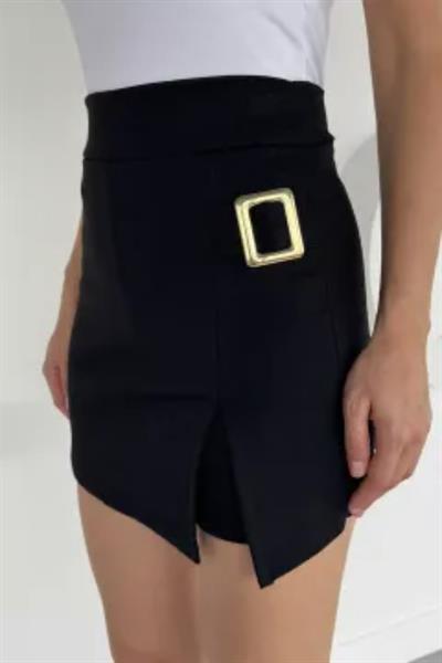 Gold Toka Detaylı Mini Şort Etek