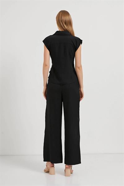 Gömlek Yaka Kolsuz Önü Bağlamalı Bluz