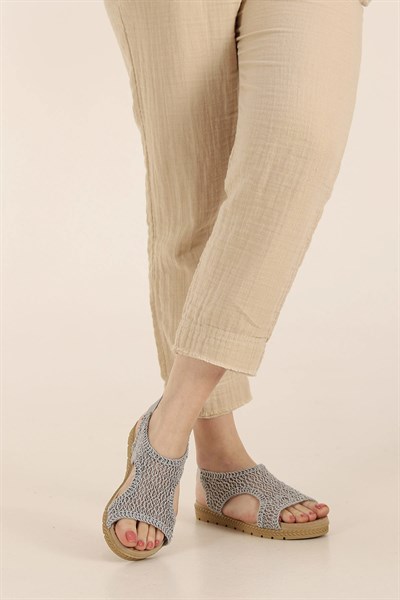 Hasır Örgü Arkası Lastikli Sandalet