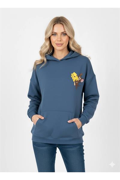 Jerry Baskılı Kapüşonlu Üç İp Sweat