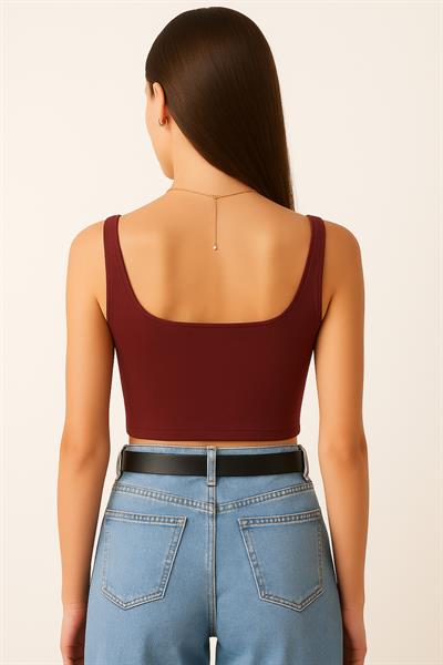 Kalın Askılı Crop Bluz