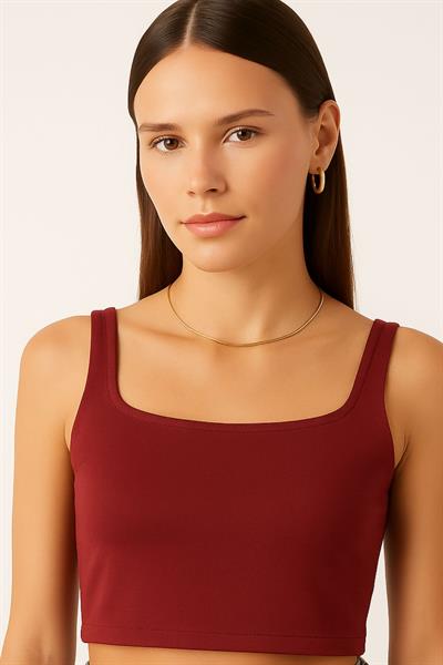 Kalın Askılı Crop Bluz