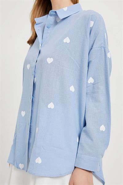 Kalp Baskılı Gömlek