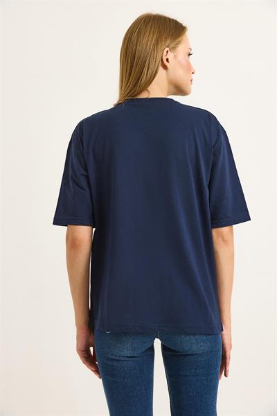 Kalp Detaylı Oversize Kadın Tshirt