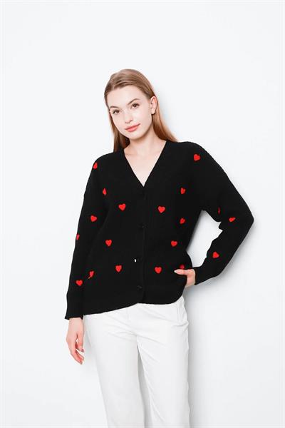 Kalp Nakışlı Hırka