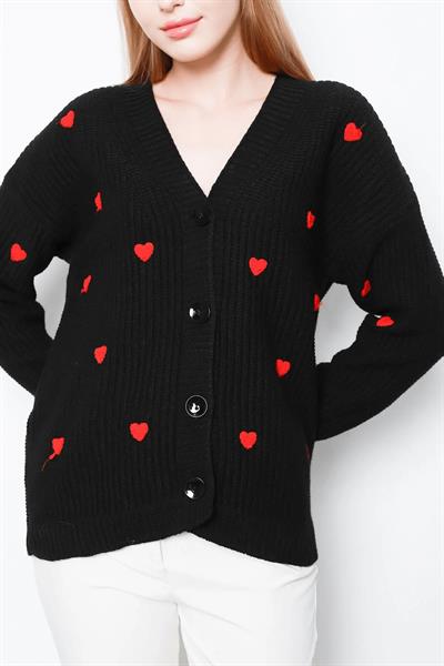 Kalp Nakışlı Hırka