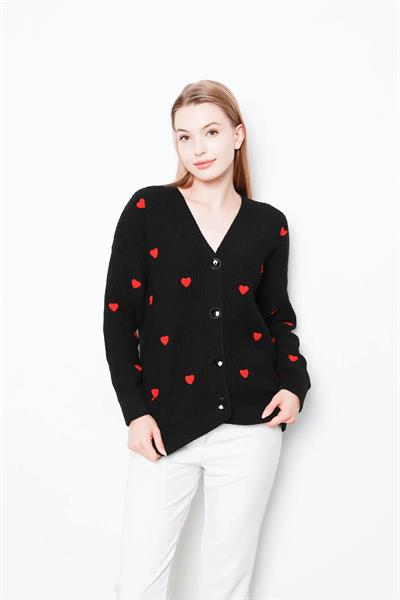 Kalp Nakışlı Hırka