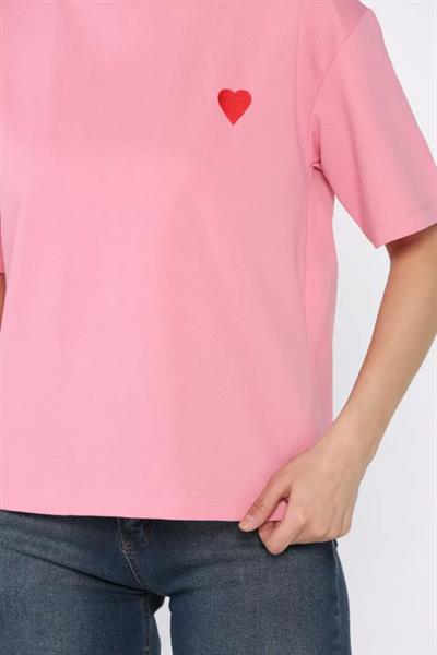 Kalp Nakışlı Modal Tshirt