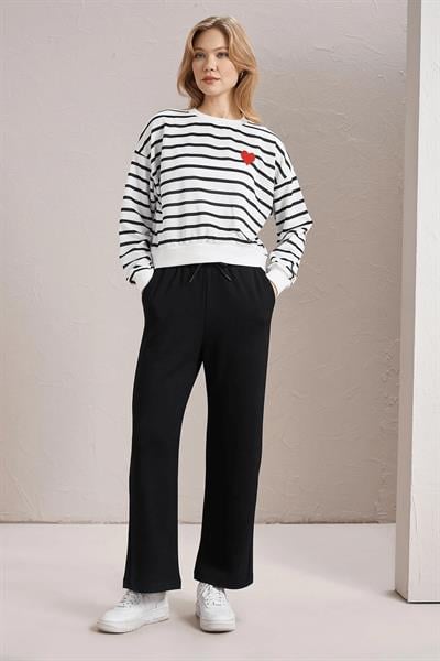 Kalpli Çizgili Sweat