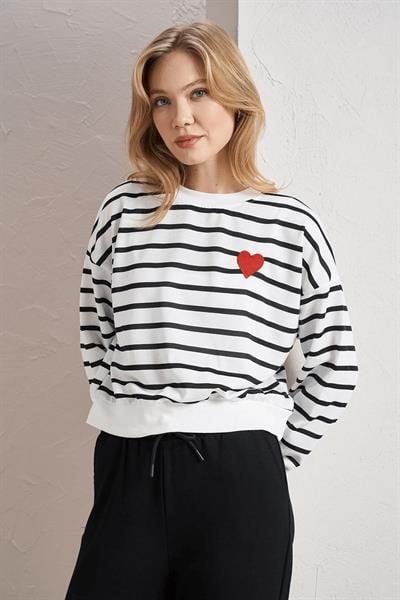 Kalpli Çizgili Sweat