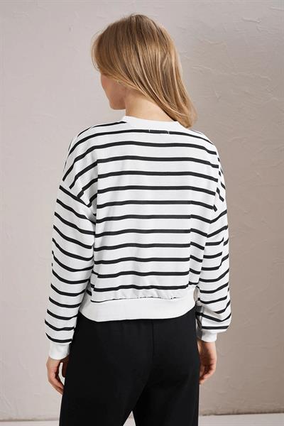 Kalpli Çizgili Sweat