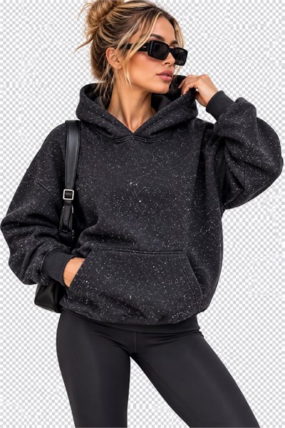 Kanguru Cepli Işıltılı Sweat