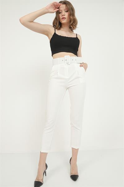 Kaplama Kemer Duble Paça Pantolon